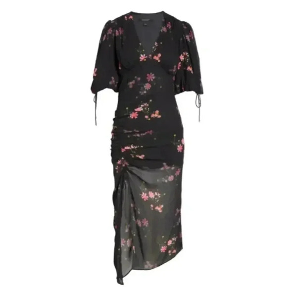 NEW All Saints Safiya Solanio Ruched Maxi Dress size US 4 - Picture 13 of 14